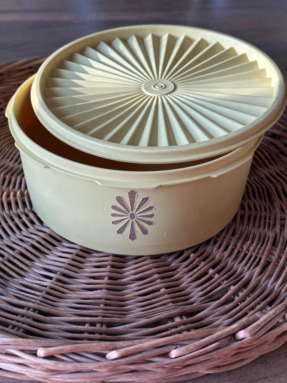 Vintage Tupperware Bowl Container Lid Harvest Gold Retro Kitchen Storage USA